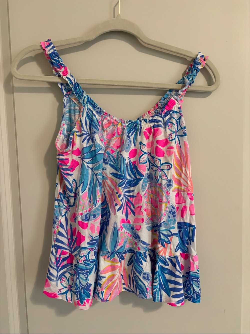 Lilly Pulitzer XXS Pink & Blue Tropical Print Tank Top